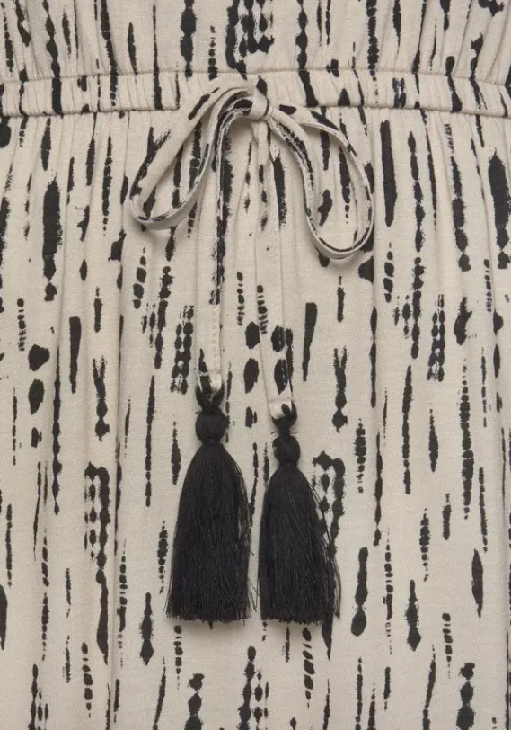 Kurze Kleider|s.Oliver Druckkleid Beige-Schwarz-Bedruckt