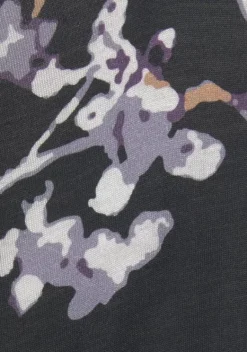 Kurze Kleider|Vivance Druckkleid Schwarz-Lila Bedruckt