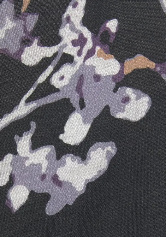 Kurze Kleider|Vivance Druckkleid Schwarz-Lila Bedruckt