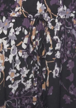 Kurze Kleider|Vivance Druckkleid Schwarz-Lila Bedruckt