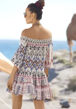 Kurze Kleider|Buffalo Druckkleid Creme-Bedruckt