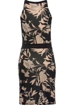 Strandkleider|LASCANA Druckkleid Schwarz-Taupe-Bedruckt