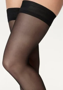 Socken|LASCANA Halterlose Feinstrumpfe Schwarz