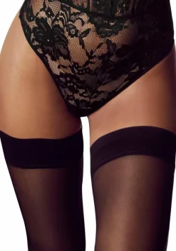 Socken|LASCANA Halterlose Feinstrumpfe Schwarz