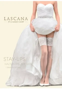 Socken|LASCANA Halterlose Feinstrumpfe Puder-Cream