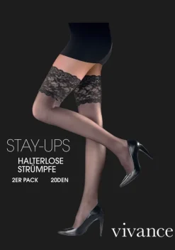 Socken|Vivance Halterlose Feinstrumpfe Schwarz, Weis