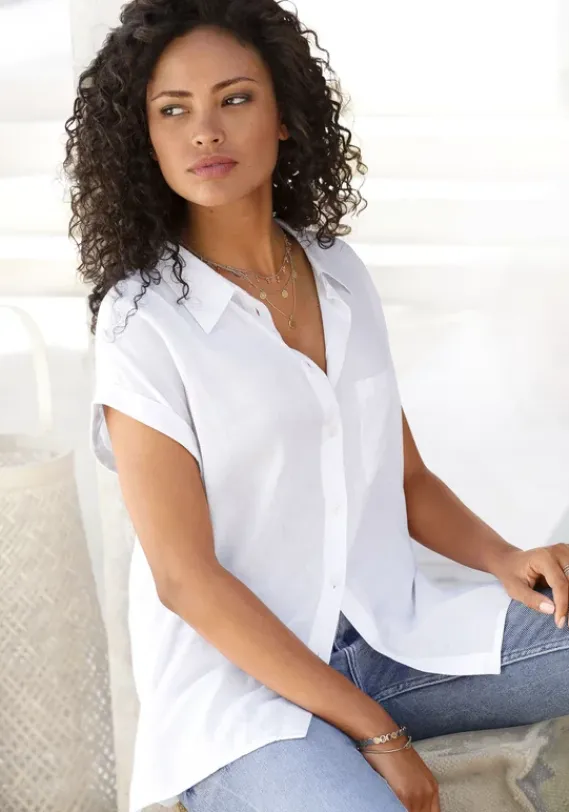 Blusen|LASCANA Hemdbluse Weis