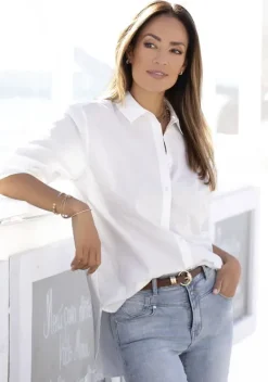 Blusen|LASCANA Hemdbluse Creme