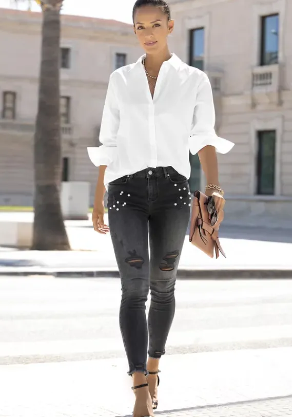 Blusen|LASCANA Hemdbluse Creme