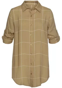 Blusen|LASCANA Hemdbluse Ocker-Weis-Kariert