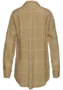Blusen|LASCANA Hemdbluse Ocker-Weis-Kariert