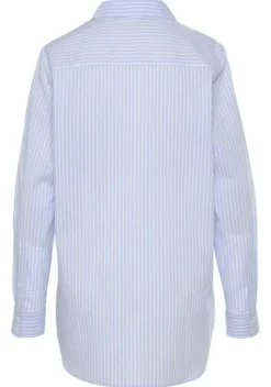 Blusen|Buffalo Hemdbluse Hellblau-Weis-Gestreift