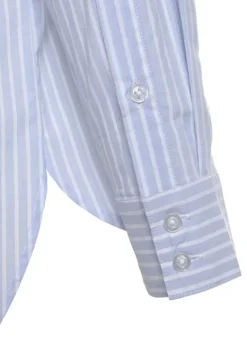 Blusen|Buffalo Hemdbluse Hellblau-Weis-Gestreift