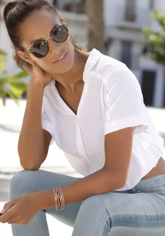 Blusen|Buffalo Hemdbluse Weis