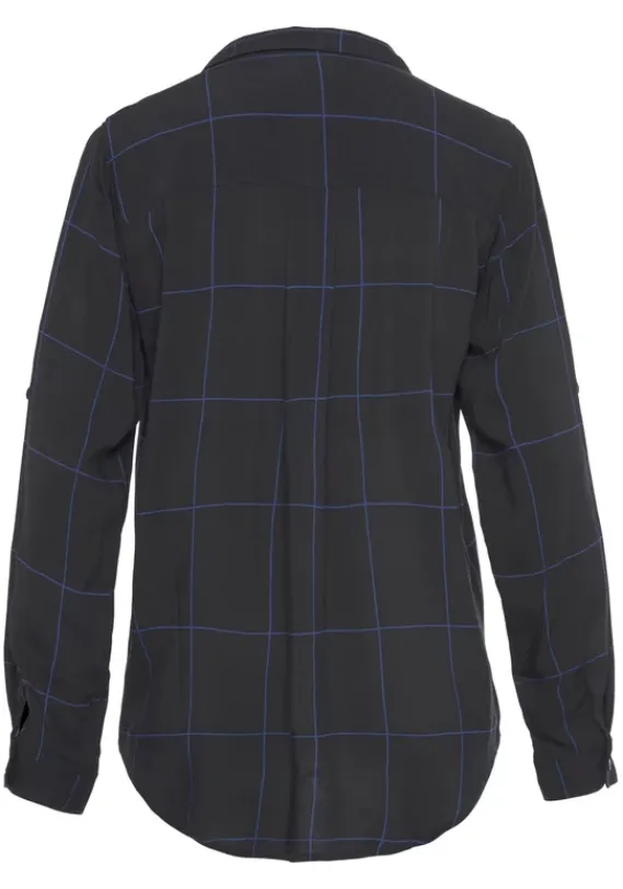 Blusen|LASCANA Hemdbluse Schwarz-Blau