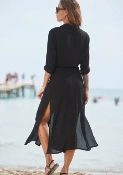 Strandmode|LASCANA Hemdblusenkleid Schwarz