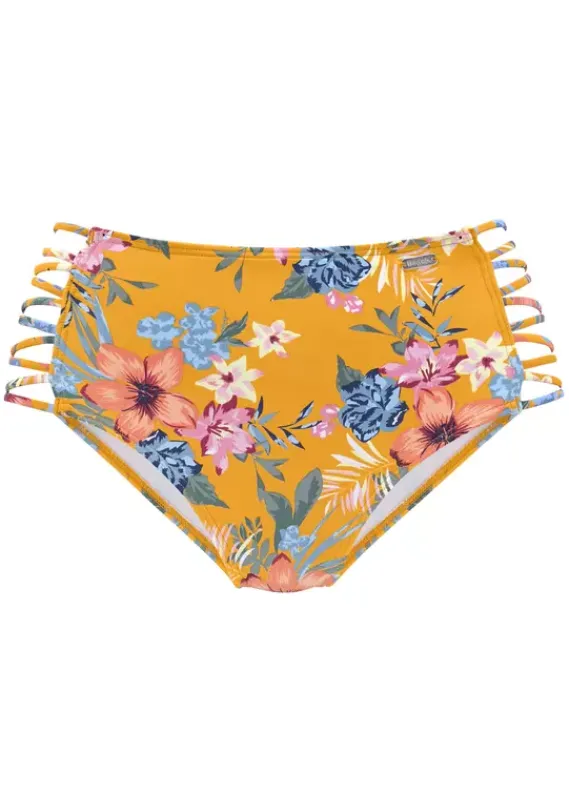 Bikini-Unterteile|Bench. Highwaist-Bikini-Hose"Maui" Gelb-Bedruckt