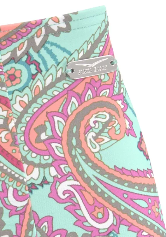 Nachhaltige Bademode|Venice Beach Highwaist-Bikini-Hose"Paislee" Mint-Bedruckt