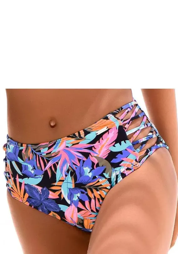 Bikini-Unterteile|Bench. Highwaist-Bikini-Hose"Pitch" Schwarz-Bedruckt