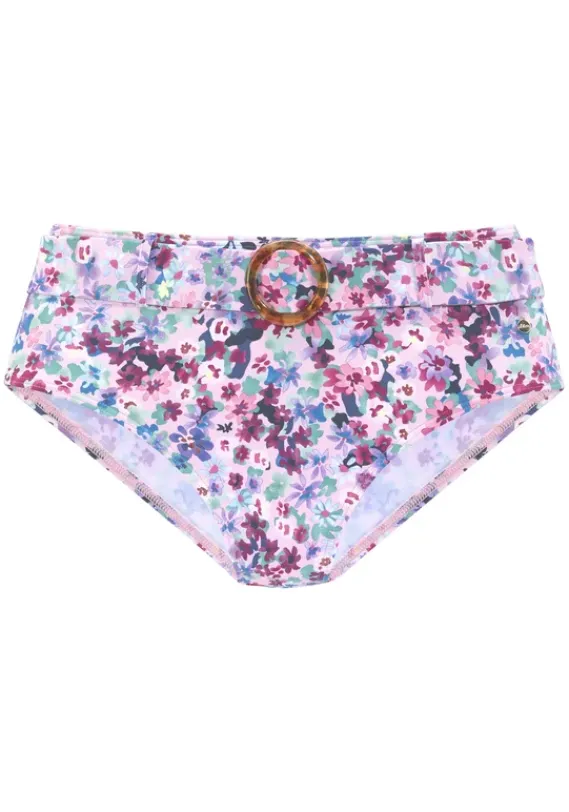 Bikini-Unterteile|s.Oliver Highwaist-Bikini-Hose"Scatter" Lila-Bedruckt