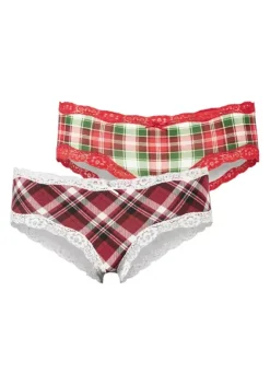 Pantys|LASCANA Hipster Rot-Grun-Kariert
