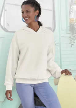 Homewear-Oberteile|Buffalo Hoodie"-Kapuzensweatshirt Mit Ruckenprint" Creme