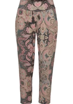 Lange Hosen|LASCANA 7/8-Hose Schwarz-Koralle Bedruckt