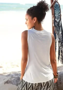 Strandmode|LASCANA 7/8-Hose Schwarz-Sand-Bedruckt