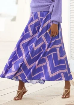 Lange Hosen|LASCANA Hosenrock Blau-Lila-Rose Bedruckt