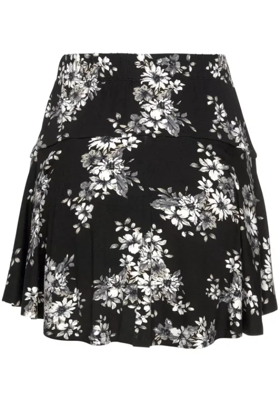 Strandmode|LASCANA Hosenrock Schwarz-Creme-Bedruckt
