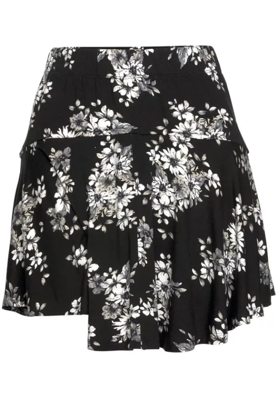 Strandmode|LASCANA Hosenrock Schwarz-Creme-Bedruckt