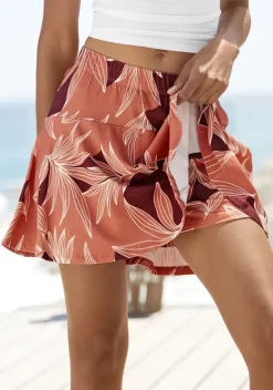 Lange Hosen|LASCANA Hosenrock Orange-Aubergine Bedruckt