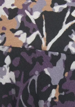 Lange Hosen|Vivance Hosenrock Schwarz-Lila Bedruckt