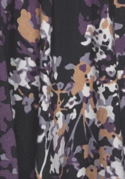 Lange Hosen|Vivance Hosenrock Schwarz-Lila Bedruckt