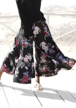 Lange Hosen|LASCANA Hosenrock Schwarz-Bedruckt