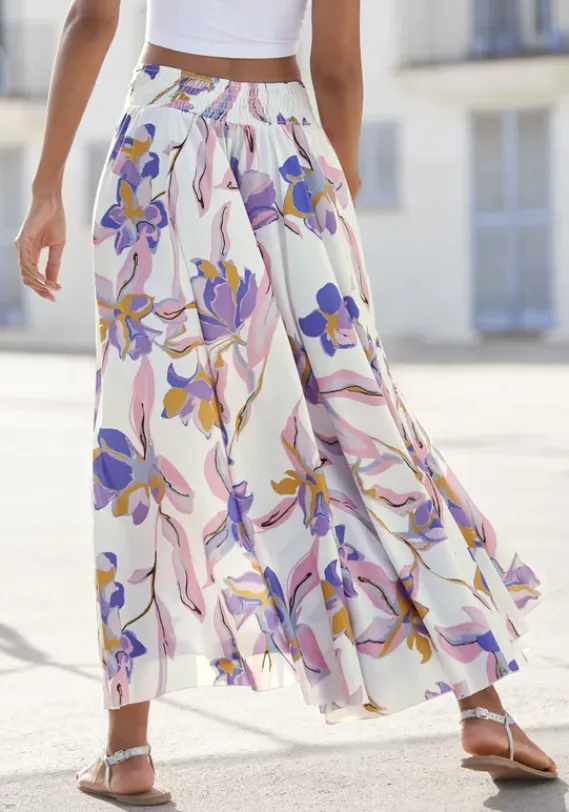 Strandmode|LASCANA Hosenrock"Blume" Creme-Flieder-Rose Bedruckt