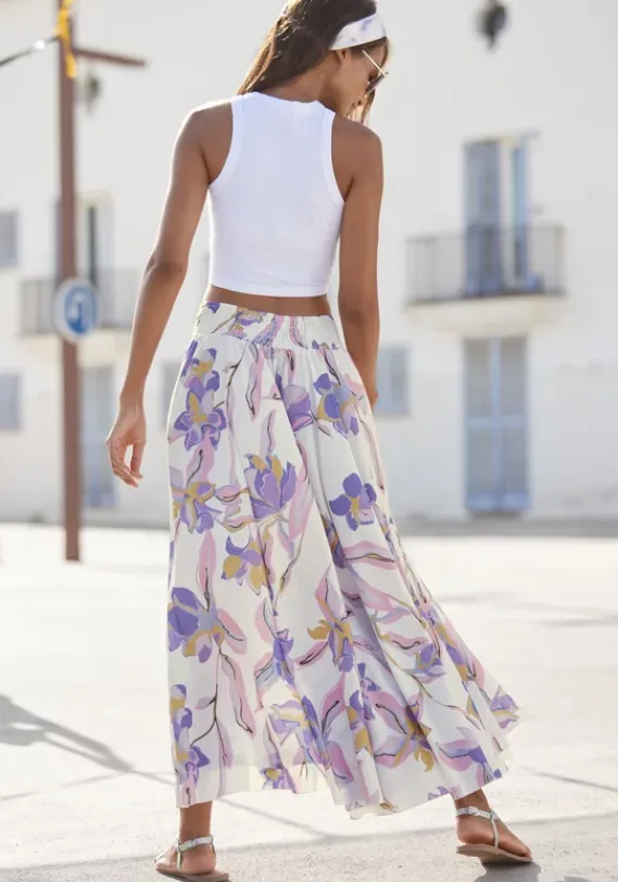 Strandmode|LASCANA Hosenrock"Blume" Creme-Flieder-Rose Bedruckt