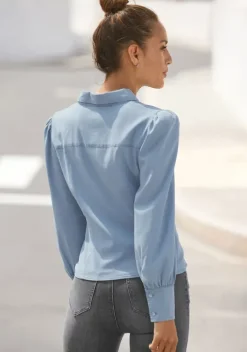 Blusen|Vivance Jeansbluse Blue-Washed