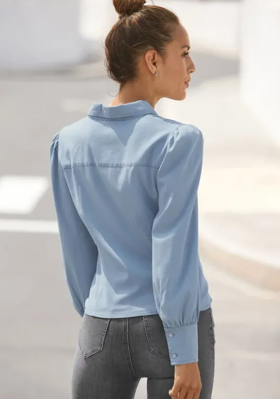 Blusen|Vivance Jeansbluse Blue-Washed