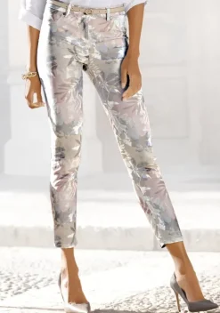 Lange Hosen|LASCANA 7/8-Jeggings Creme-Bedruckt