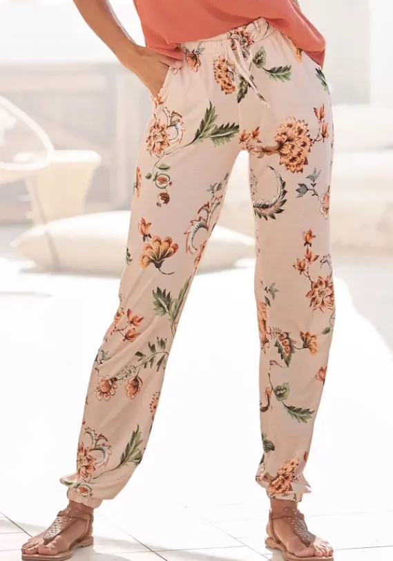 Lange Hosen|Buffalo Jerseyhose Beige-Bedruckt