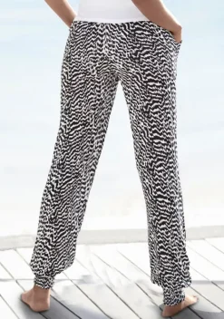 Lange Hosen|Vivance Jerseyhose Schwarz-Weis Bedruckt