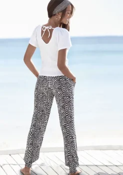 Lange Hosen|Vivance Jerseyhose Schwarz-Weis Bedruckt