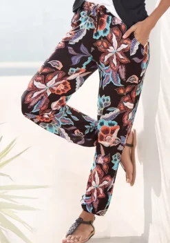 Lange Hosen|Vivance Jerseyhose Schwarz-Bedruckt