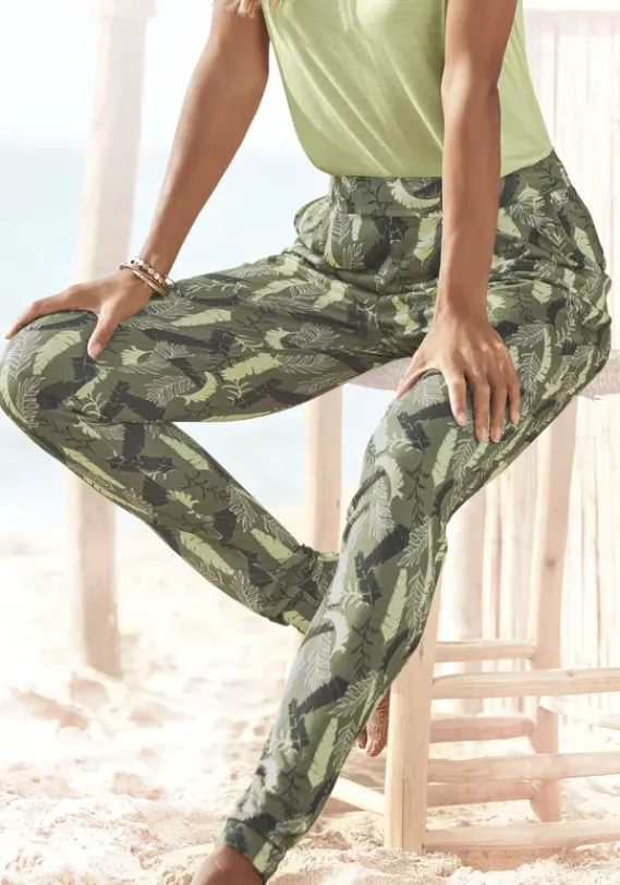 Lange Hosen|s.Oliver Jerseyhose Khaki Bedruckt