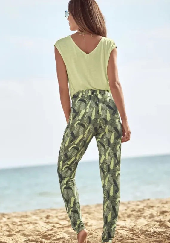 Lange Hosen|s.Oliver Jerseyhose Khaki Bedruckt