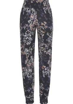 Lange Hosen|Vivance Jerseyhose Schwarz-Lila Bedruckt