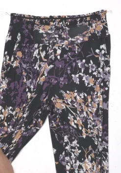 Lange Hosen|Vivance Jerseyhose Schwarz-Lila Bedruckt