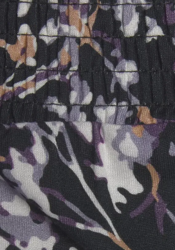 Lange Hosen|Vivance Jerseyhose Schwarz-Lila Bedruckt