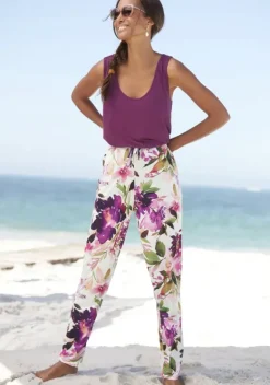 Lange Hosen|Beachtime Jerseyhose Weis Bedruckt
